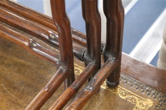 A set of 3 Chinese hardwood graduated side tables W.50cm.